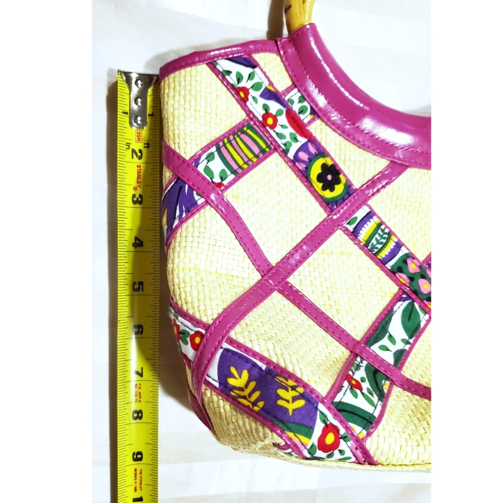 Vera Bradley Viva La Vera Pink Shoulder Bag Purse Bamboo Straw Style - Picture 8 of 12